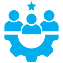 Collaborative gear and people symbol