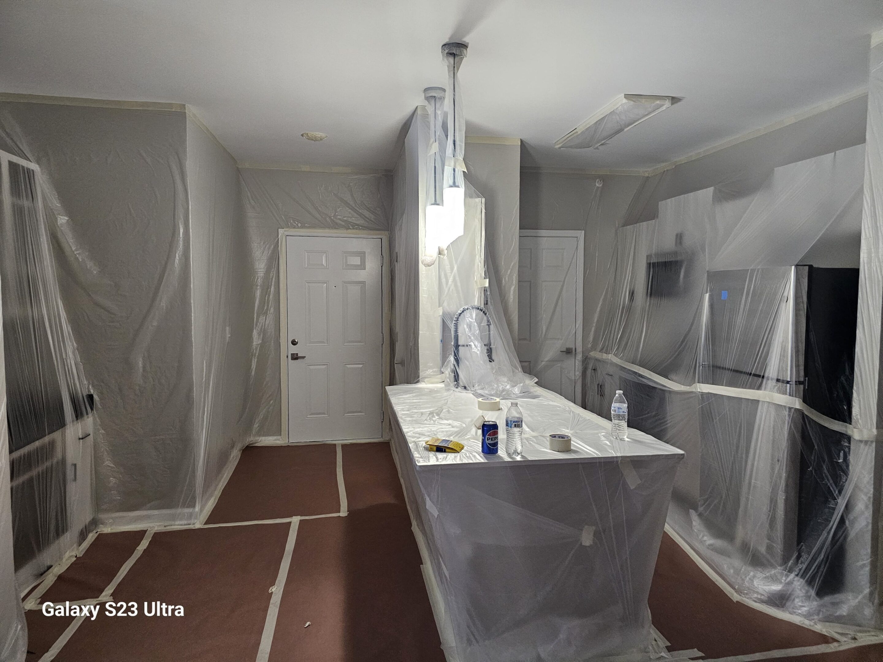 Interior covered for painting preparation