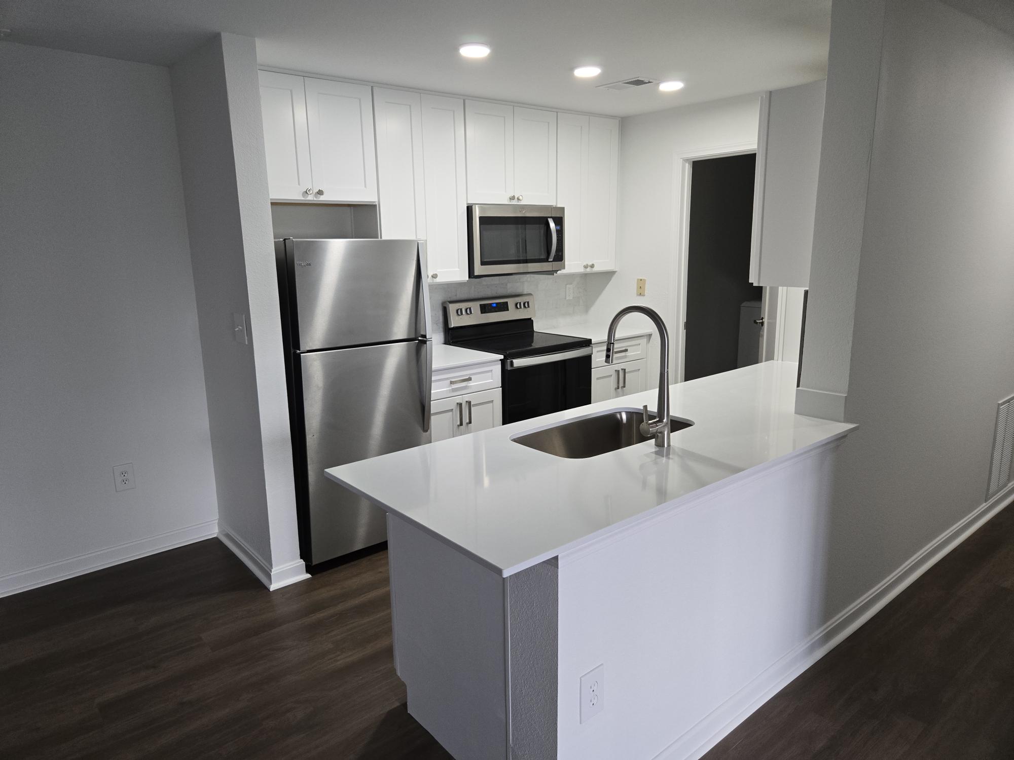 Sleek kitchen design with island counter